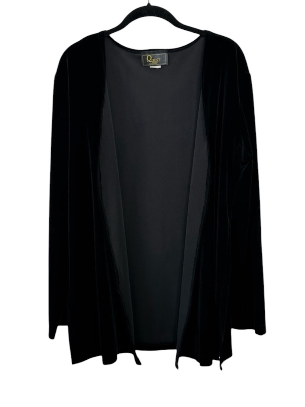 Vintage Black Velvet Open Front Cardigan Sweater Formal Evening Goth Witchy OS